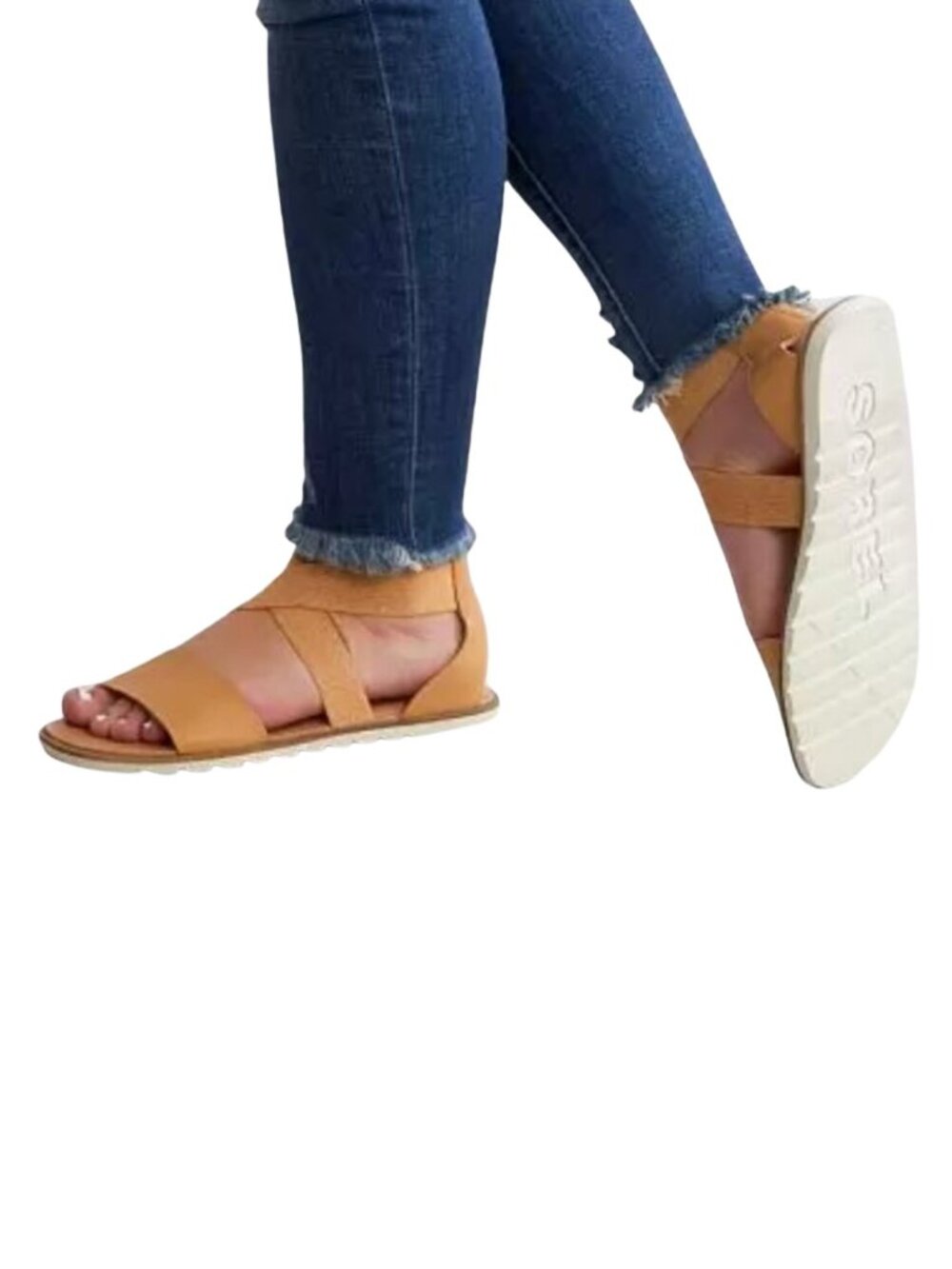 Sorel Women's Ella II Sandals in Honest Beige and Chalk Size US 7.5